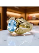 14K жълто злато Аквамарин Пръстен Винтидж крафт vrc135y